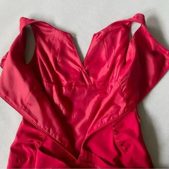 Sharagano Vintage RED Sleeveless Sexy Ruched Dress Women’s Size 10 - Picture 10 of 12